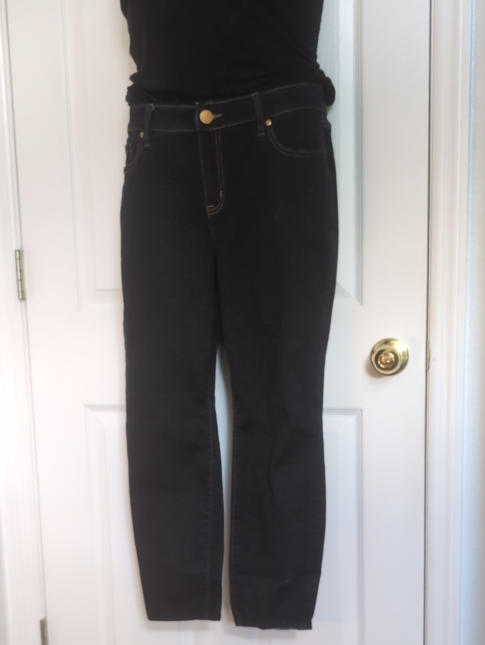 Lane Bryant Black Straight-Leg Jeans with Gold Hardware